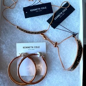 Kenneth Cole Rose gold and brown sparkling accents 3 pieceset Neck/wrist/ear NWT